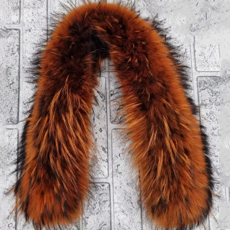 

Winter Natural Raccoon Fur Collar Woman Fluffy Fur Fashion Coat Neck Warmers Shawl Raccoon Scarves Fur Scarf Women Luxury