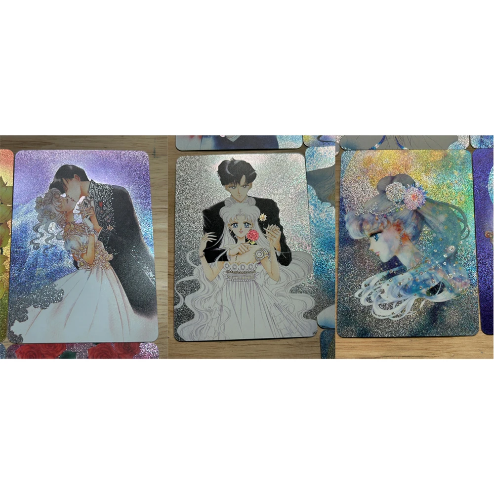 10Pcs/set Diy Tsukino Usagi Chiba Mamoru Chibiusa Original Painting Double-Sided Flash Card Classic Anime Collection Cards Toy
