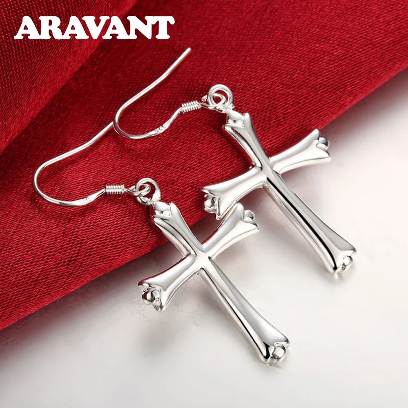925 Silver Ring Earrings Cross Cross Earing Woman 925 Cross Jewelry