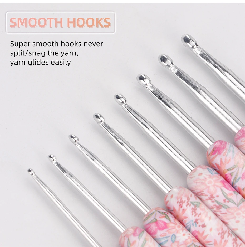 8 Size Crochet Hooks Set, MultiColor, 2(B)-6mm(J) Ergonomic Crochet Hooks with Case for Arthritic Hands, Crochet Lovers Gift