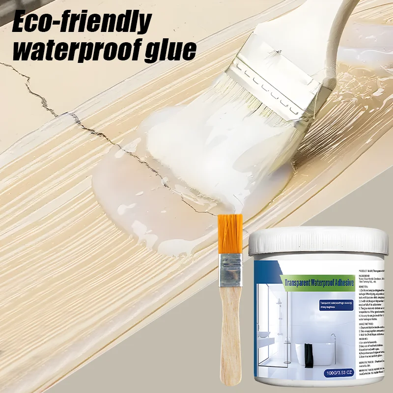 

Transparent Waterproof Coating Sealant Agent Invisible Paste Glue With Brush Repair Home Roof Bathroom Antileak Glue 100g/500g