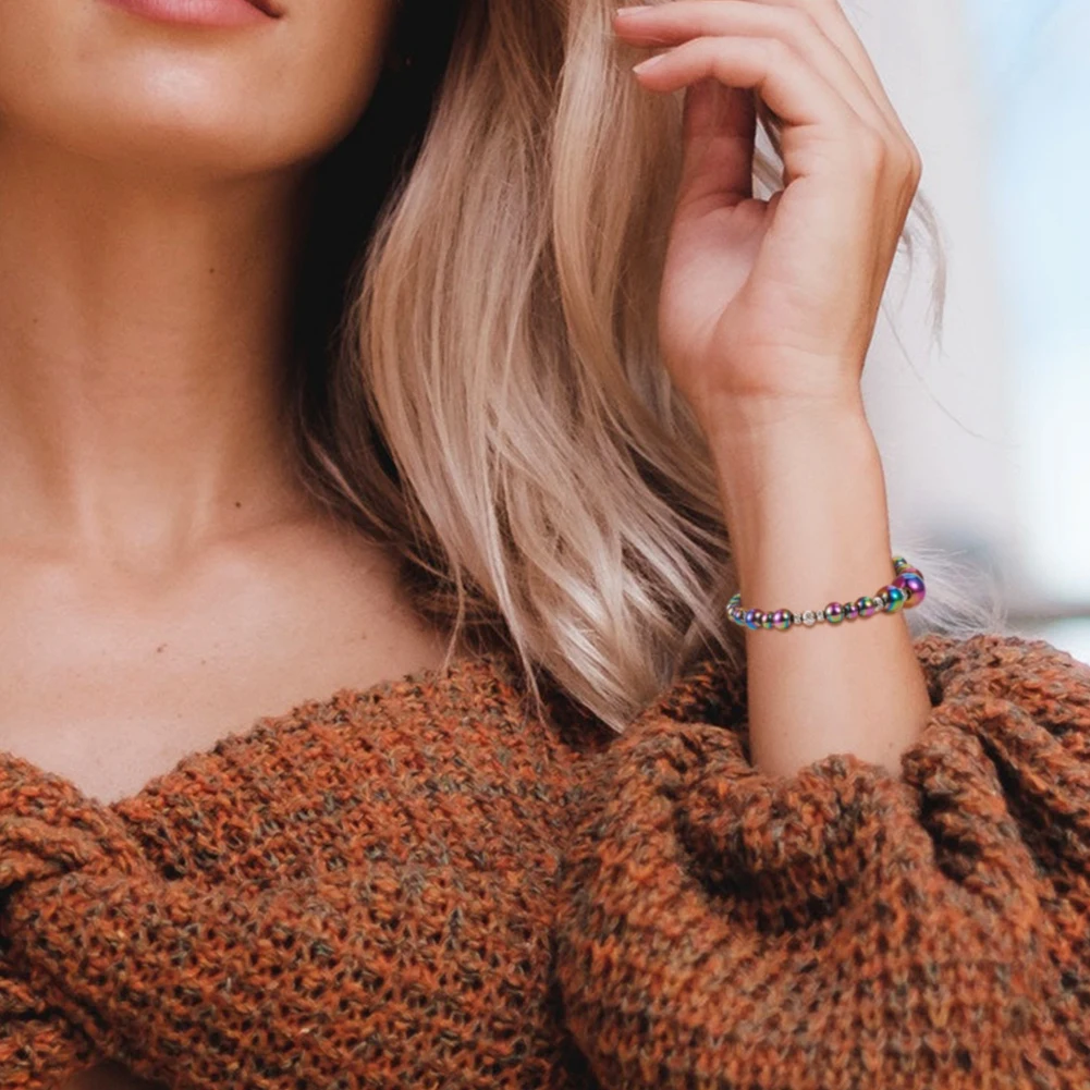 Kissitty 80Pcs/Box Round Rack Plating Rainbow Color Stainless Steel Beads For Bracelet Necklace Earring Jewelry Making Gift