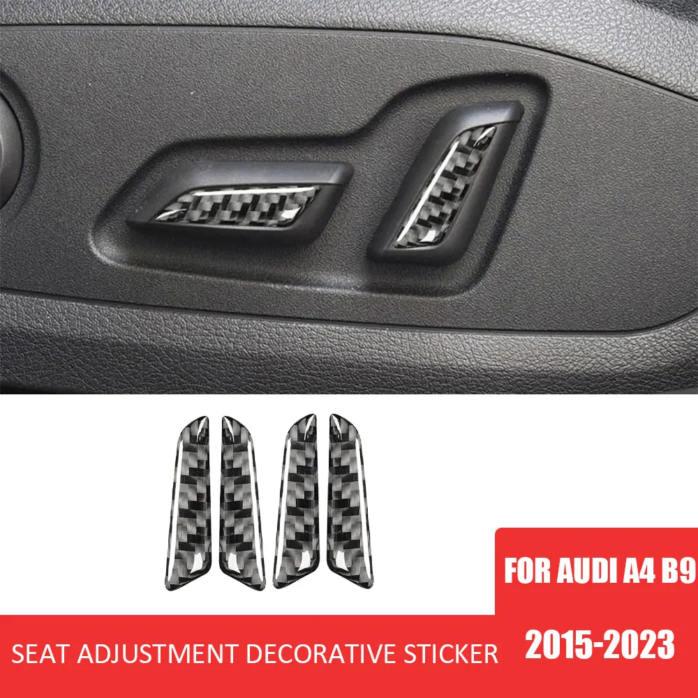 

4pcs Car Styling Car Seat Adjust Button Cover Stickers Carbon Fiber Trim Auto Interior Accessories for Audi A4 B9 2015-2023