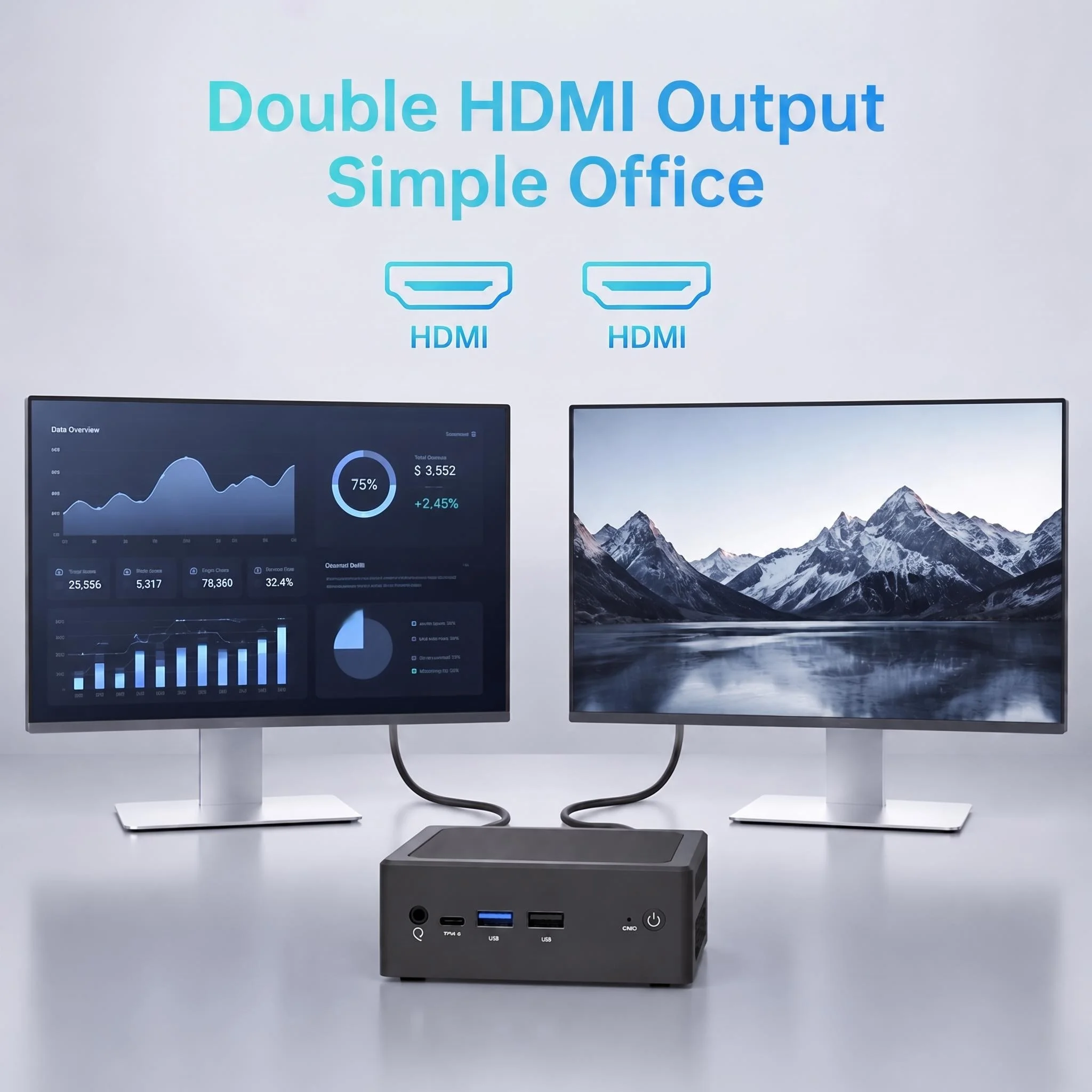 TexHoo Mini PC Intel Celeron N2940 16GB RAM 512GB SSD WIFI5 BT4.0 Windows 10 Desktop Computer 4USB TypeC Dual Display for Office
