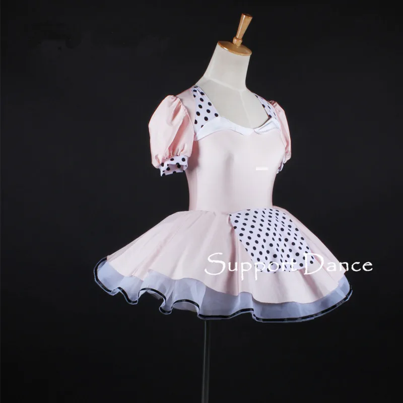 

Girls Puff Sleeve Maid Style Ballet Tutu Dress Women Pink Backless Performance Costume Support Dance C326