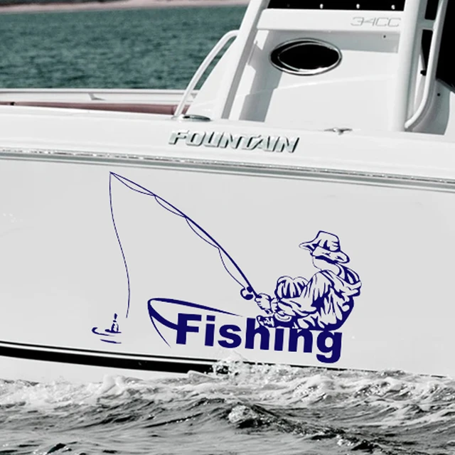 Fishing Club Fisherman Boat Stickers Vinyl Fish Hook Rod Car