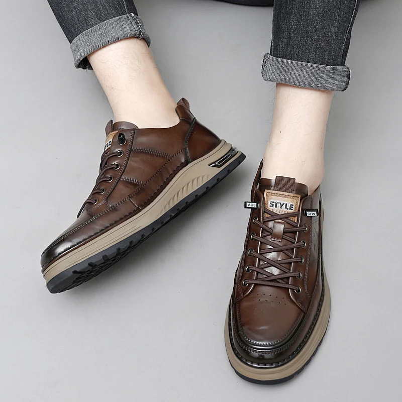 Men Fashion Male Comfortable Driving Shoe Genuine Leather Mens Slip on Casual Shoes Men Outdoor Footwear Men Stylish Skate Shoes 5