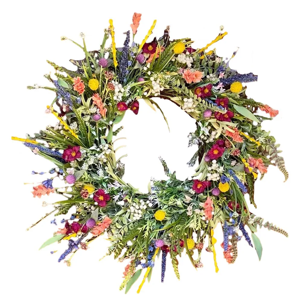 

Simulated Dried Flower Garland 35cm Wide Beautiful Wildflower Garland Perfect for Front Door Decoration Spring Theme
