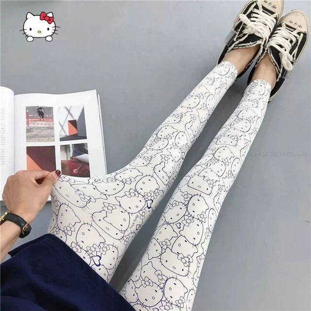 Sanrio Hello Kitty Print Slim Trouser New Tightening Leggings Women  Comfortable Leggins Female Elastic Pant New