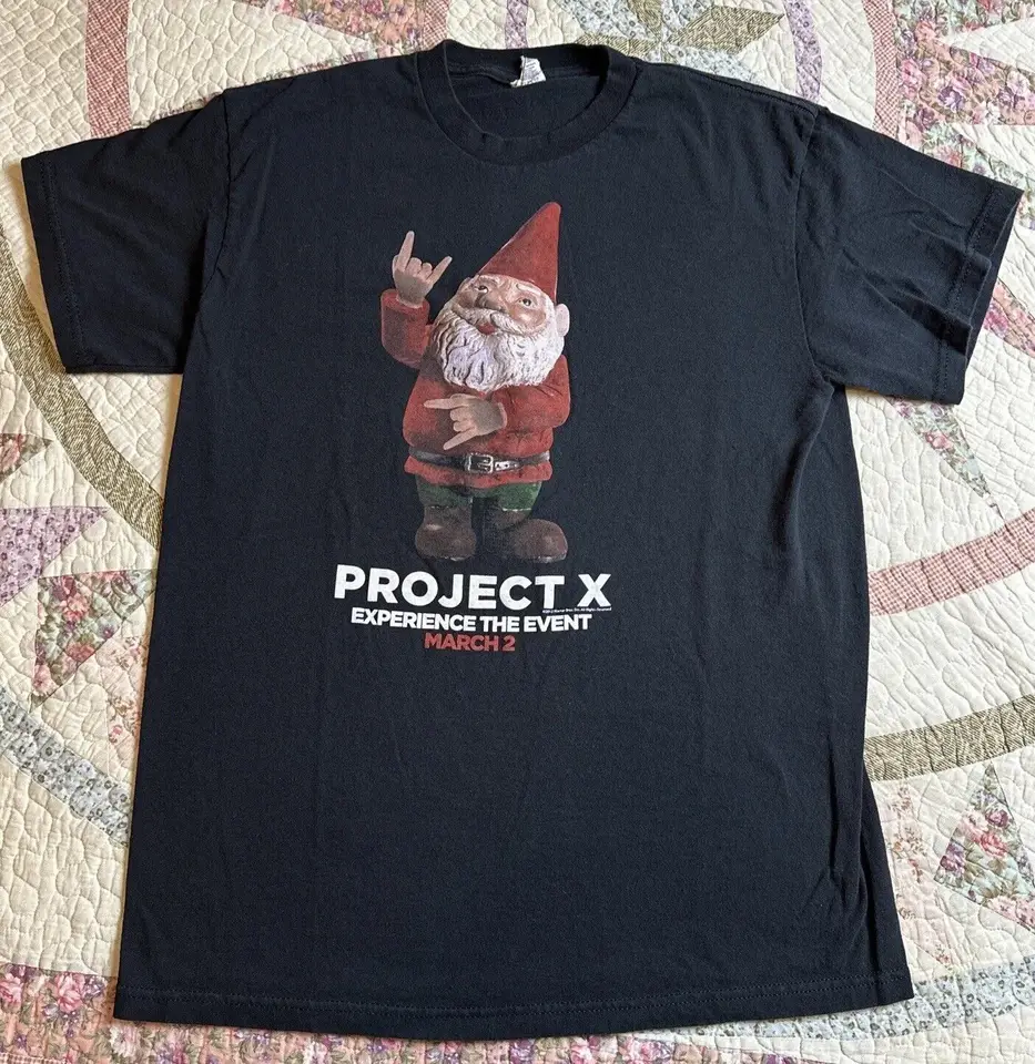 Project X Movie Promo Gnome T Shirt 2012 Comedy Black Medium Funny