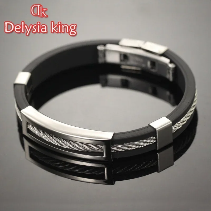Stainless Steel Bracelet Men Silicone Bracelets Casual Jewelry Accessories