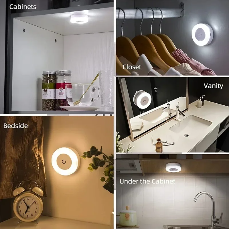 3 Modes LED Touch Sensor Night Lights Portable USB Rechargeable Magnetic Base Wall Light Bedroom Living Room Dimming Night Lamps