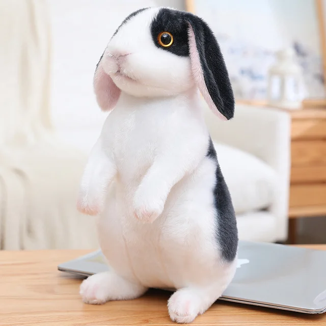 Lapin en peluche en forme d'animal à fourrure réaliste pour la décoration  de la maison, jouet de lapin mignon, modèle de beurre, cadeau de Noël,  simulation Kawaii - AliExpress