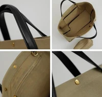 Sac à main fourre-tout en toile et cuir pour femmes, sac à bandoulière pour les aisselles, loisirs polyvalent, décontracté, Chic, élégant, pochette 2