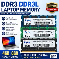 Enhanced Laptop Memory RAM - DDR3/DDR3L, 4GB/8GB SODIMM, 1.35V/1.5V, 204-Pin, High-Speed Performance - DDR3L 4G 1333 1.35