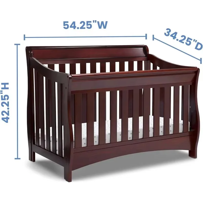 4-in-1 Convertible Baby Crib, Black Cherry Espresso 4