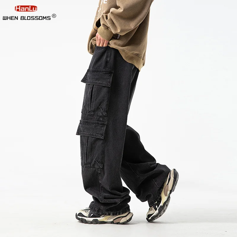 2024 Spring  Summer New Original Multi Pocket Jeans for Men/Women Washed Trendy Brand Loose Cargo Pants Hip Hop Streetwear