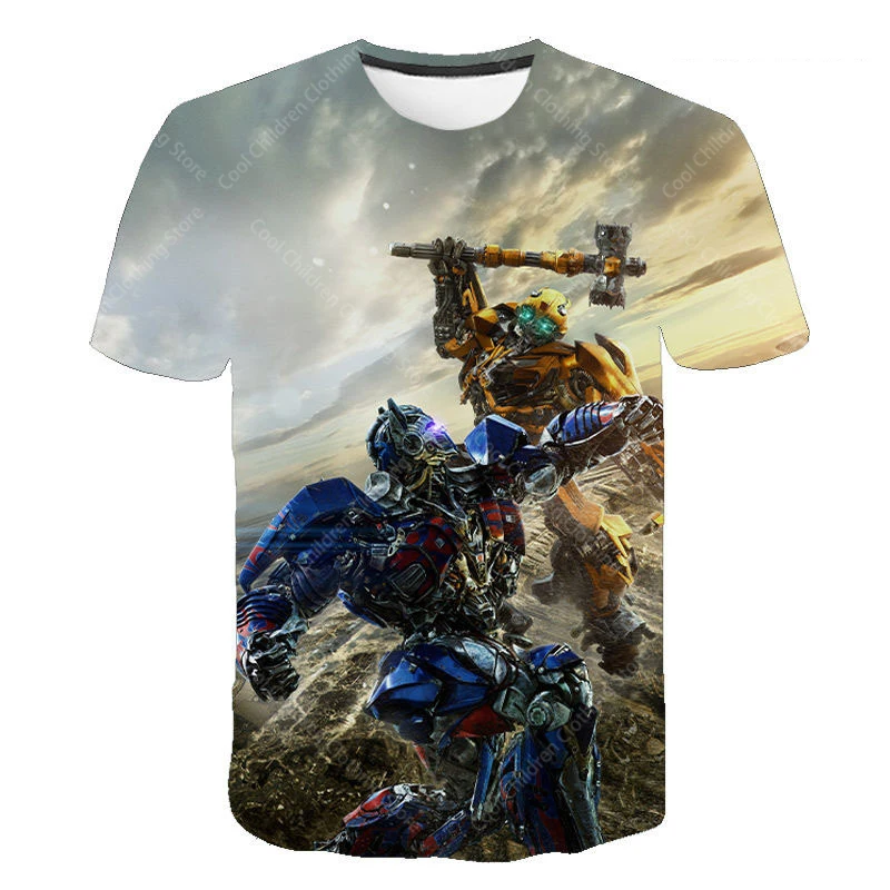 Summer Clothing Transformers Fashion Boys Girls Print Short Sleeve T-Shirt Casual Sport Hip Hop Parent child clothing