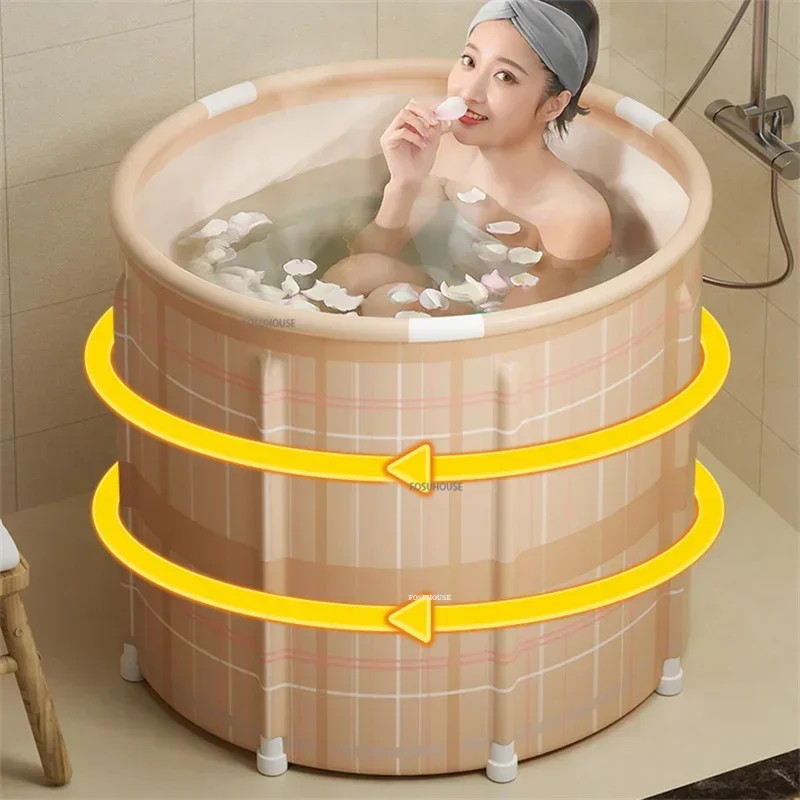 Small Apartment Bathroom Foldable Bathtub Homehold Portable Bathtub For Adults Round Bath Barrel Hot Sauna Bath Artifact