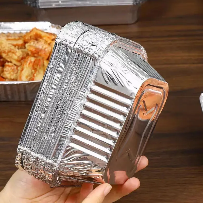 50PCS 6*5 Inch Aluminum Foil Pans Baking Tray with Lids for Restaurant  Disposable Take Away Food Container Kitchenware 600ml - AliExpress