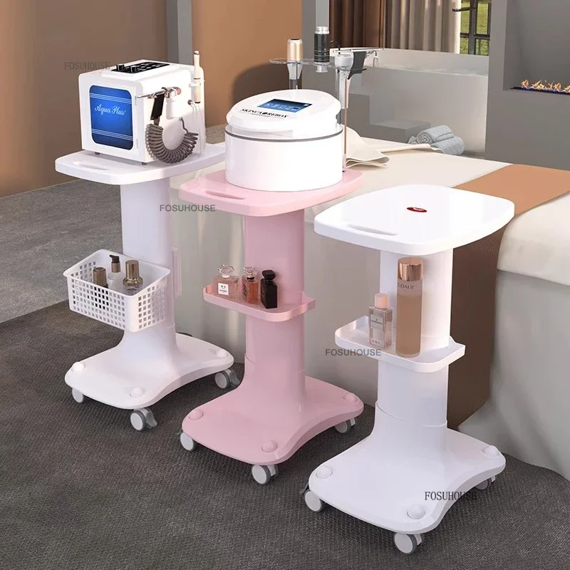 European Plastic Salon Trolleys with Wheels Auxiliary Tool Cart Designer Salon Furniture Beauty Instrument Equipment Shelf