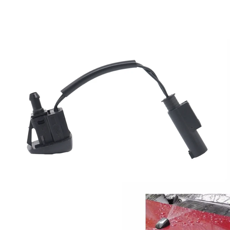 2X 61667046060 Front Black Windshield Wiper Spray Jet Washer Nozzle For BMW E60 525I 530I M5 2004-2010