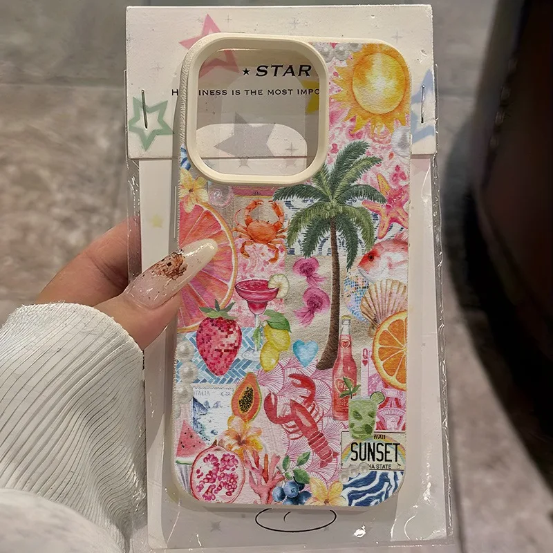 Summer Beach Party Lychee Texture Phone Case - Air Soft Cover