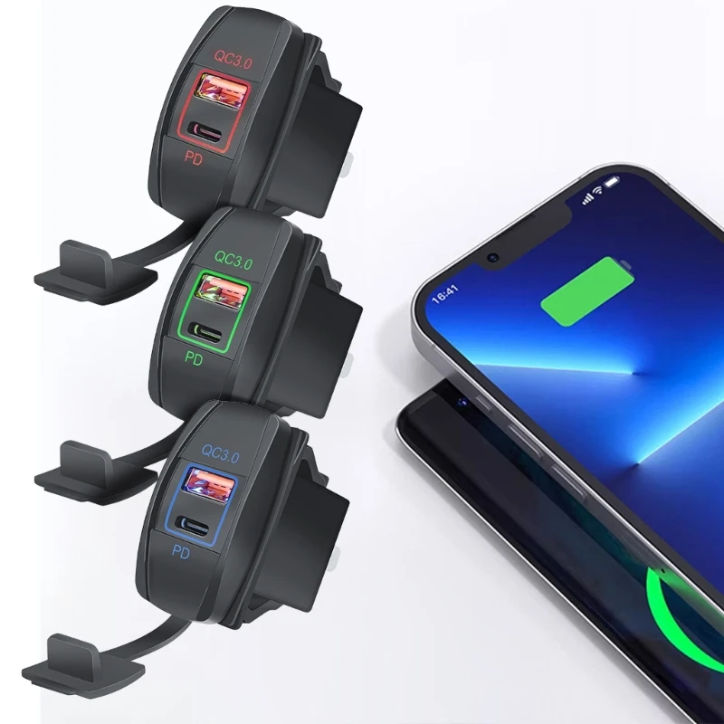

Автомобильный адаптер Boatshape с портом QC3.0 PD для быстрой зарядки автомобилей/мотоциклов с двумя портами