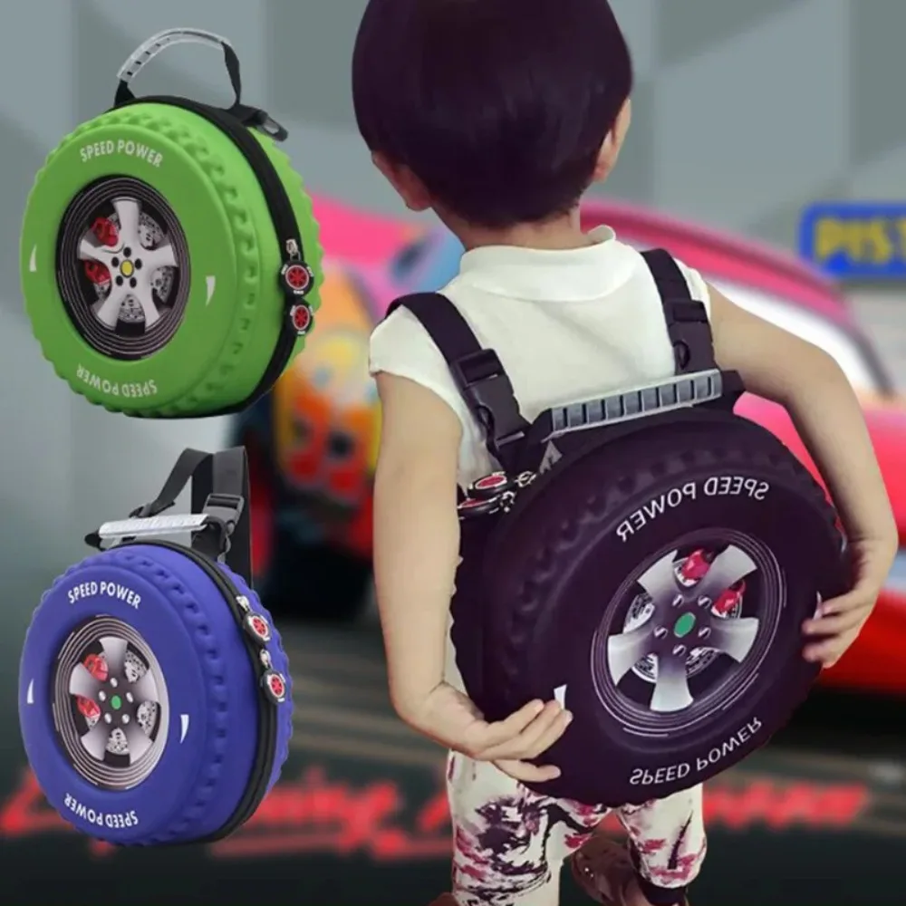 New Colorful Tyre Shaped Children's Schoolbag EVA Wheel Large Capacity Backpack Kawaii Lightweight Kid Backpack School Opens 1