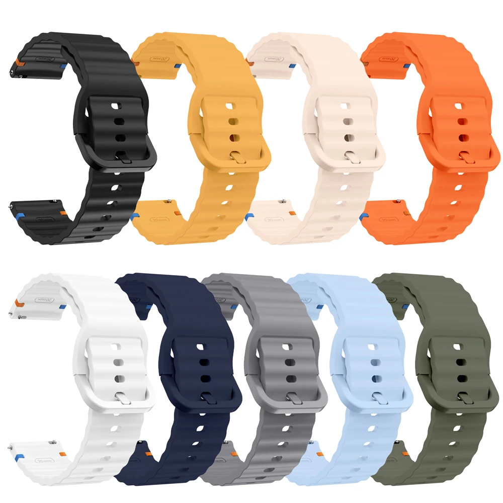 Enhanced Silicone Sport Smartwatch Bracelet - 20/22mm Adjustable Strap
