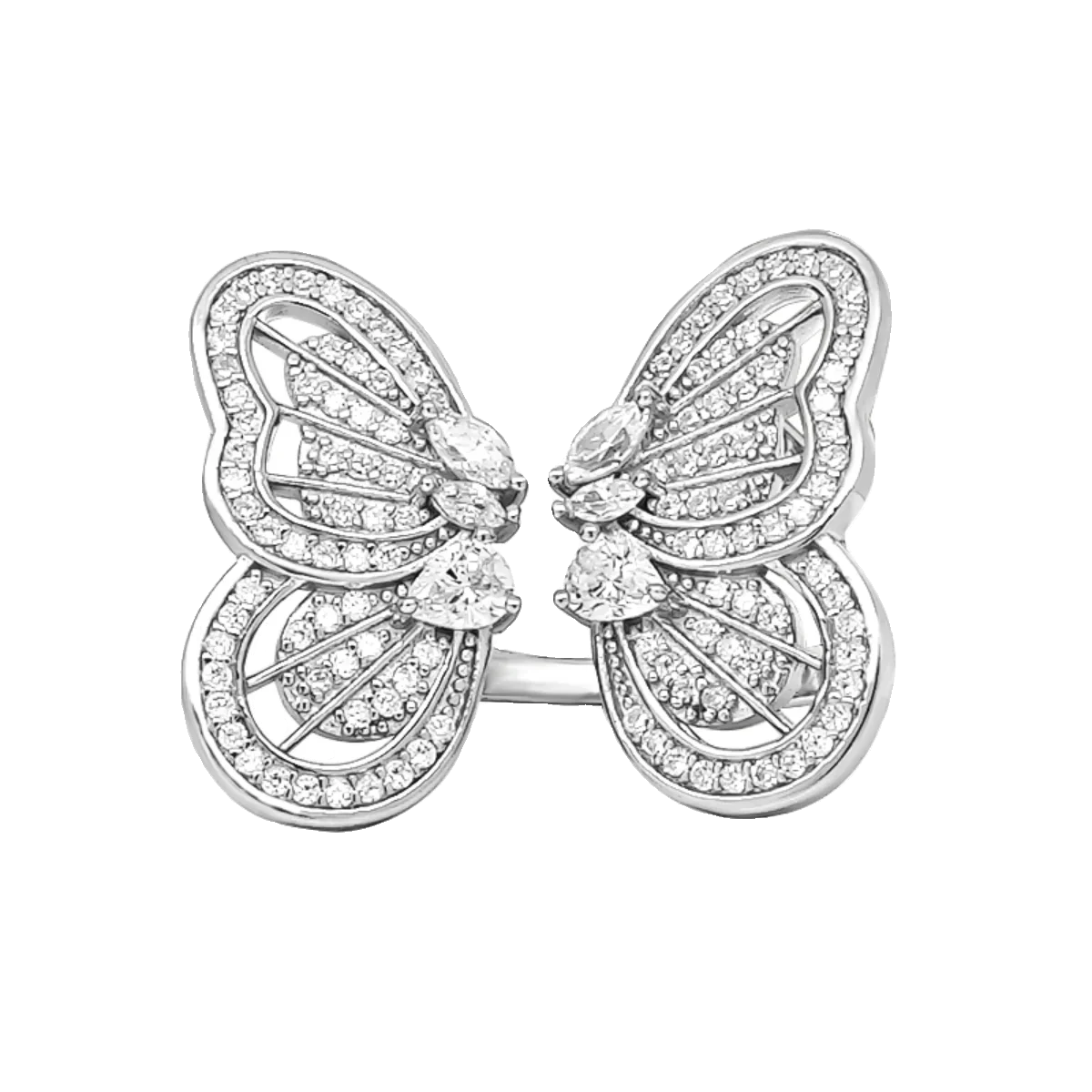 

Butterfly 925 Sterling Silver Women's Open Ring Paired with High Carbon Diamond Temperament Wedding Ring Jewelry for Wedding