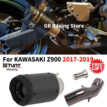 Motorcycle Exhaust Modify Mid Link Pipe Escape Moto Carbon Fiber Muffler DB Killer Slip On For KAWASAKI Z900 Ninja 900 2017-2019