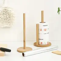 Wooden Roll Paper Towel Holder Bathroom Tissue Vertical Stand Disposable Paper Rack Kitchen Toilet Storage Accessories 1