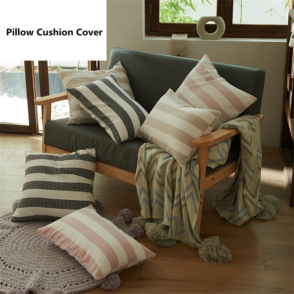 Striped Linen Cushion Cover | Wide Striped Sofa Cover | Cotton Pillow Case  Sofa - New - Aliexpress