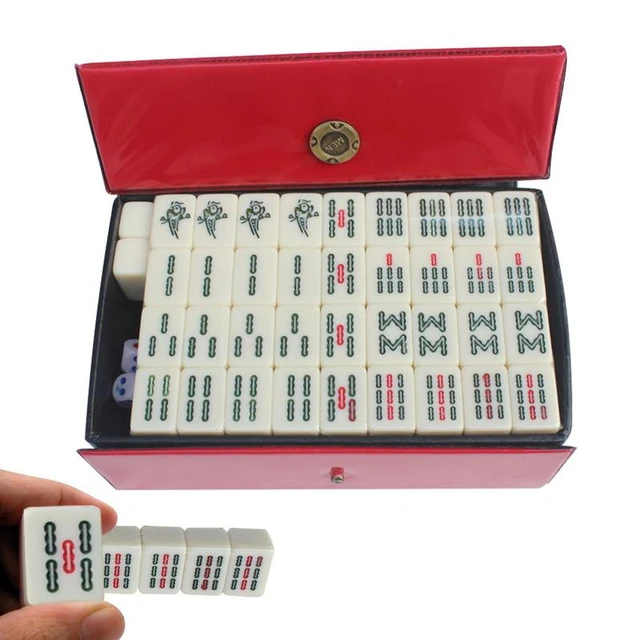 Jogo de mahjong chinês conjunto 144 pçs mini mah jong telha conjunto para a  festa jogando