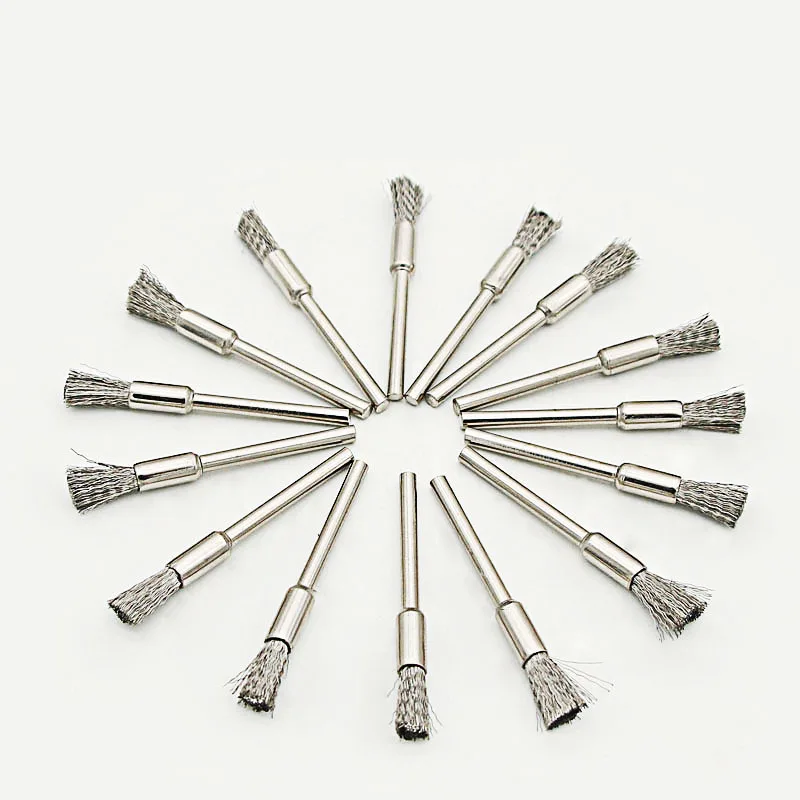 45 PCS Steel Wire Brush Set 3mm Round Shank T/ Pen Type for Metal Play Rust Paint Removal Polishing Rotating Tool Accessories