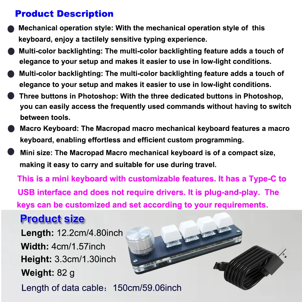 Multi-Functional 4-Key Editing Keyboard for Versatile Applications