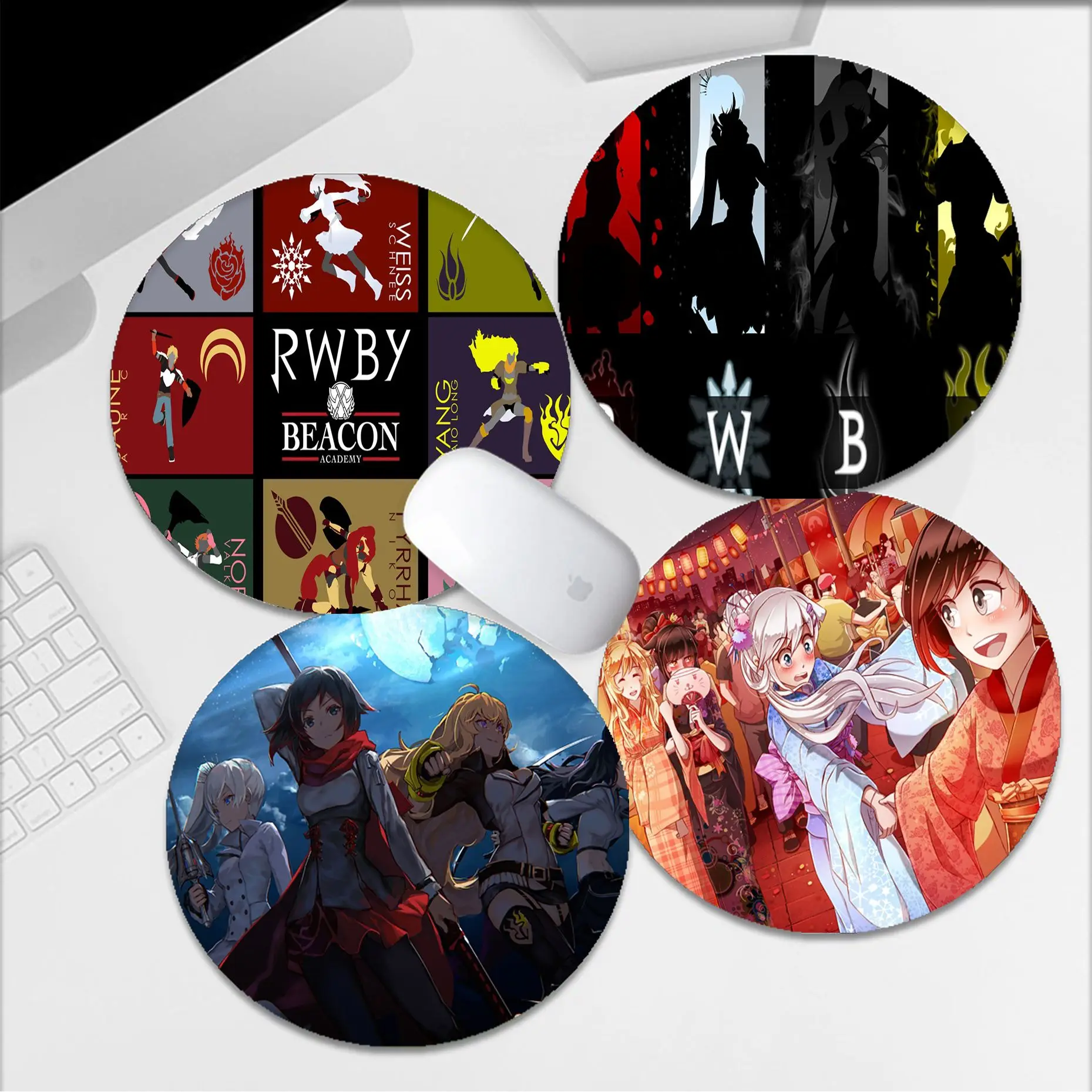 

Cartoon R-RWBYS V-VolumeS 1 Mousepad INS Tide Round Keyboard Mat Table Mat Gamer Desktop Mousepad Cup Mats Deskpad Home Decor