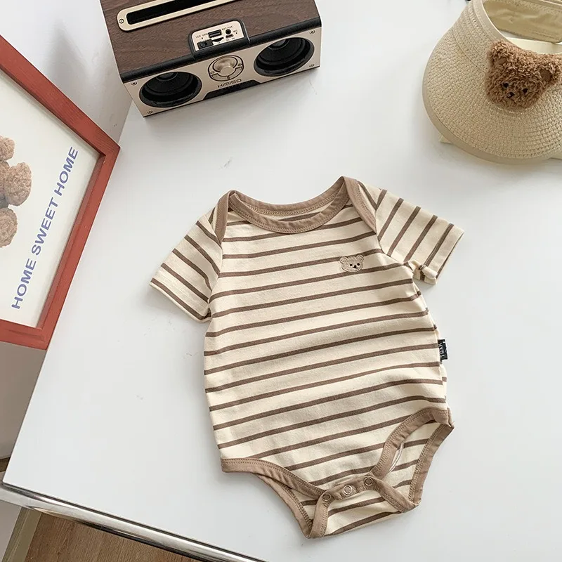 Ircomll 2 Pcs  얇은  소년 바디 슈트 2026 여름 격자 무늬 코튼  의류  반팔 Onesies 의류