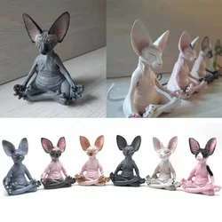 8cm Cat Meditate Statue Collectible Figurines Miniature Decor Sphynx Desktop Decoration Animal Model Figure 3D Home Decor Sphinx