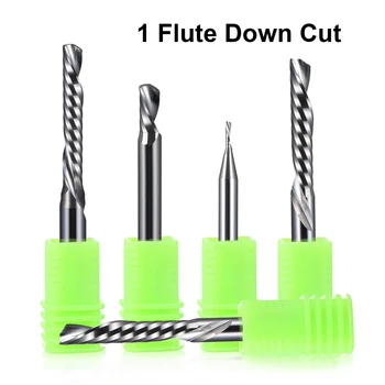 10pcs 3.175/4/5/6/8mm AAA Left Spiral milling cutter down cut one Flute router bit CNC end mill milling cutter