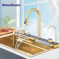 Golden Stainless Steel Kitchen Sink Smart Digital Display Integrated Kitchen Sink Set Multi-functional Wash Basin 1