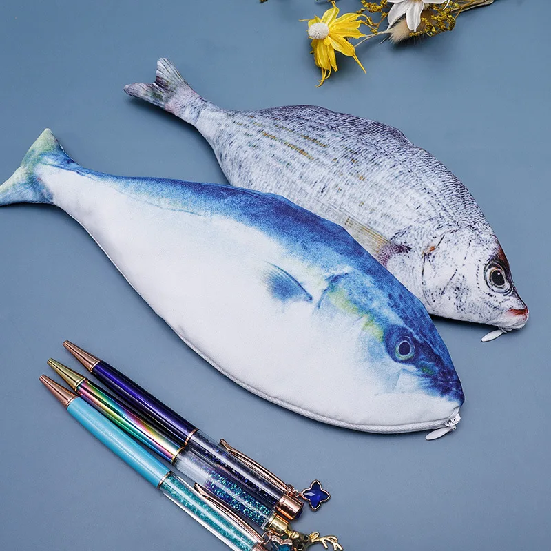Gwill Astuccio A Forma Di Pesce – Simulated Fish Pencil Case – Portapenne, Portamonete O Trousse Per Telefono, 30x13cm, Morbido E Divertente