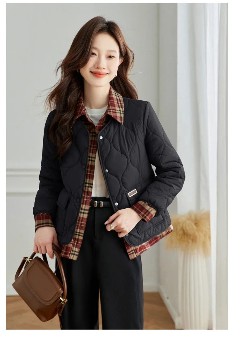 Autumn Winter Women stitching Fake two Jacket New Fashion Cotton Padded Jacket Parka Female light Loose Warm Snow Wear Coats