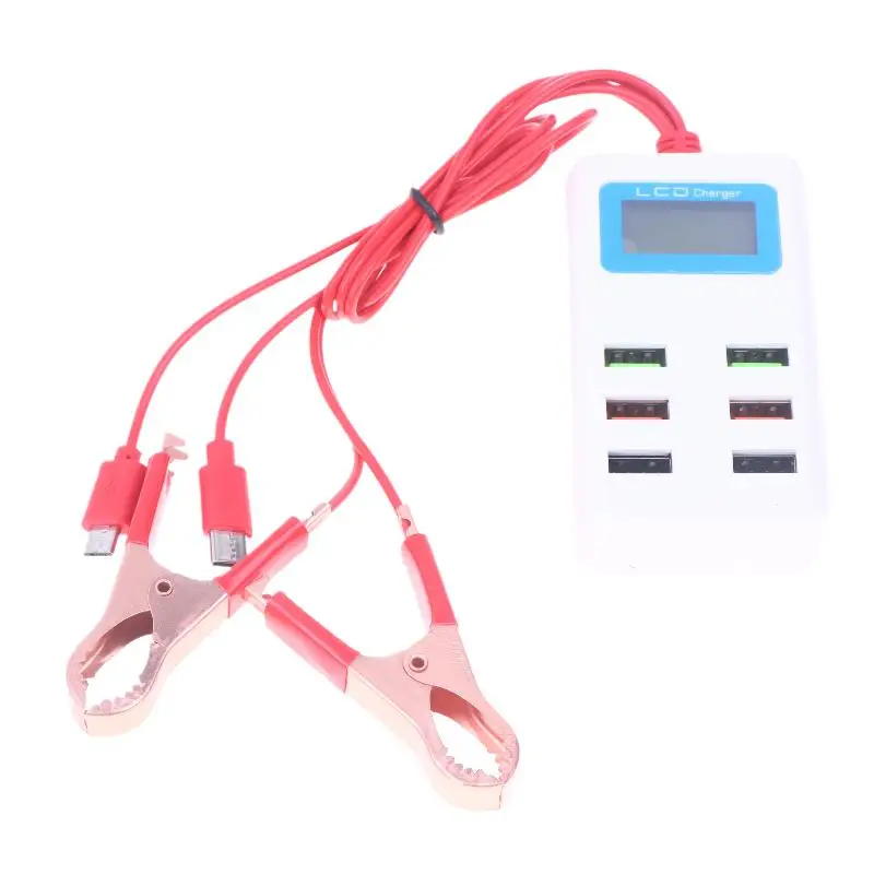 1Pcs 12-24V Universal 6USB With LCD Clip  Charger Multifunctional Clamp Charger For Mobile Phone Quick Charge DIY Accessories