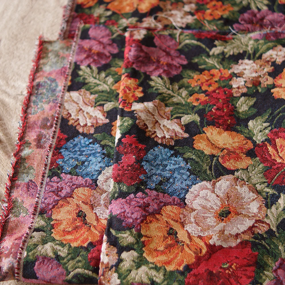Palace style yarn-dyed jacquard fabric tablecloth picnic mat sandhair towel curtain material bag designer fabric