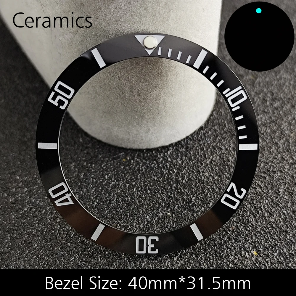 Blue Luminous Ceramic/Aluminum Watch Bezel Insert - Sloping 40mm
