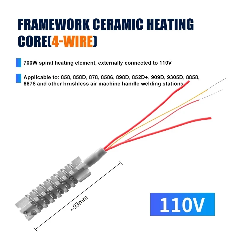 Hot Air Gun Soldering Tool Soldering Station Soldering Iron Desoldering Station Soldering Wire Holder Heating Element For 850 Heat Guns 990 852 8502d 878d 858 898 857DW+
