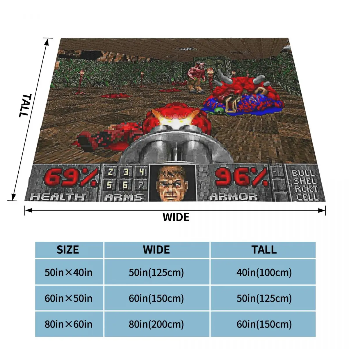Game Blanket Flannel DOOM Cozy Soft FLeece Bedspread 3