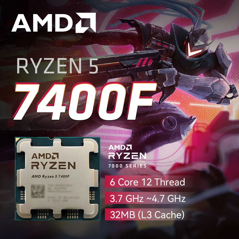 AMD RYZEN 5 7400F 3.7GHz Base Clock 6-Core 12-Thread Desktop
